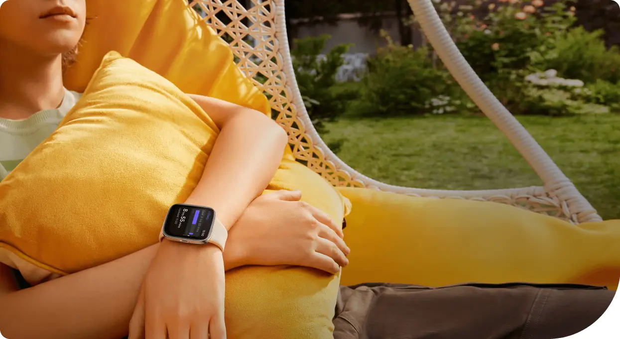 Cozxxi HealthWatch on wrist with glucose monitoring display